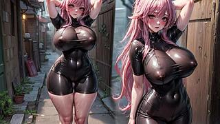 Ai generated model girl big-tits ai art 124