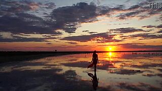 Walk on red sunset of Elton Salt Lake