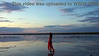 Walk on red sunset of Elton Salt Lake