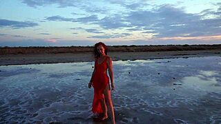 Walk on red sunset of Elton Salt Lake