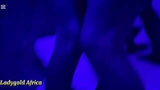 Horny black pornstar in passionate blue room threesome with doggystyle and missionary