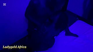 Horny black pornstar in passionate blue room threesome with doggystyle and missionary