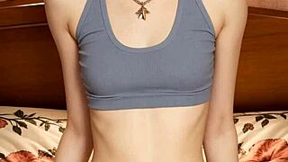 Fancy russian lingerie model poses barefoot in panties and underwear