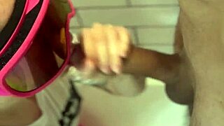 dickflash leads to bathroom blowjob with monster cock deepthroat