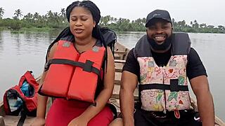 wild doggystyle action by the river with a stunning african babe