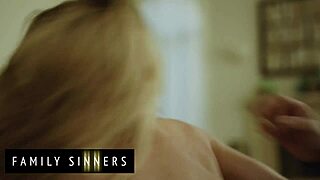 Blonde stepsister moans loud from stepbrother's rubbing!