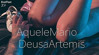 i lick artemis's sweaty barefoot toes up close