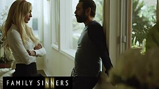 Blonde stepsister moans loud from stepbrother's rubbing!