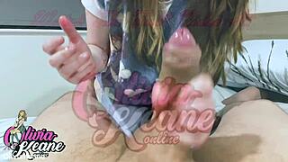 Watch This Brit Teen 18+ Give an Oily Handjob So Slick!