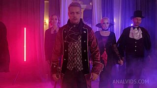 teen 18+ gets slapped in halloween party cumshot