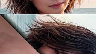 Mature Model Strolls Along The Beach