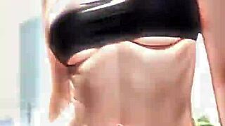 leticia, the sexy model, is posing in her bikini and looking amazing for the camera