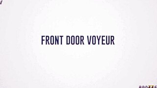 wow, front door voyeur catches bambi barton in raw action on brazzers