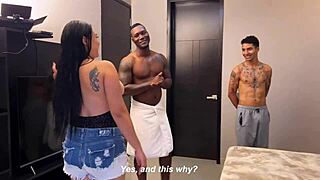 my boyfriend shocked me with a huge chocolate cock for an interracial threesome