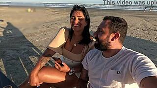 Spit and take anal fuck on public beach! 🌊😈