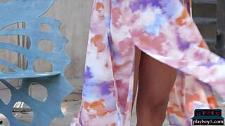 Gina, MILF model, shows big natural tits and ass for Playboy