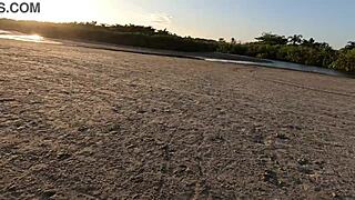 Spit and take anal fuck on public beach! 🌊😈