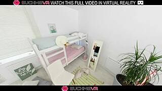 Blonde Milka Way's shaved pussy gets fucked with loud moans in VR