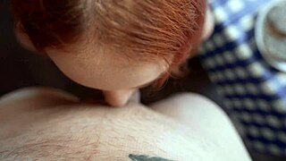 She teases in black stockings before getting fucked on the breakfast table