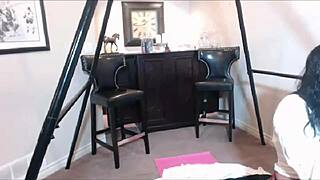 Maxine X Takes That Long Dildo Inside Her Oriental Pussy Slit.