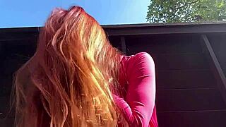 Italian milf artemisia love performs long hair fetish session outdoors