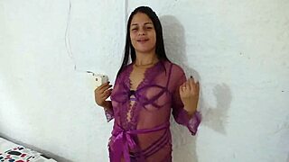 Delicious latina teen in high heels and lingerie shows big ass for big cock