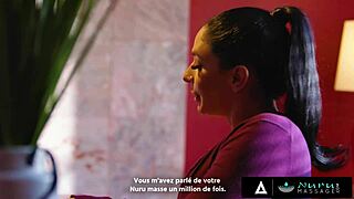 Steamy nuru massage threesome with milf boss and sexy intern