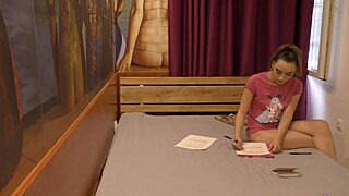 hot petite 18+ tight shaved pussy alice in the room with only a tshirt and shoes to flash pussy and her naked ass