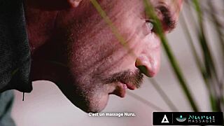 Steamy nuru massage threesome with milf boss and sexy intern