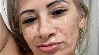 my lazy friend feared running out of cum so he brought in a strong guy to spray loads on my face