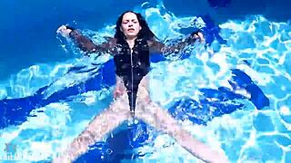 What is Jessica Bunny doing in latex underwater?