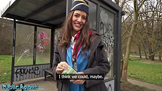 Public agent - big tits brunette air hostess coco bae pov interaction outdoors