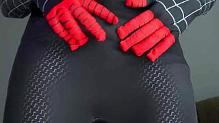 miles morales homem aranha cosplay jerking off and cumming lots tasty cum