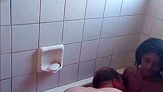 grandpa and daddy enjoy best blowjob in bathroom