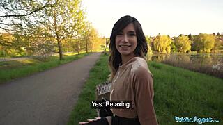 public agent - megan love loves getting fucked outdoors by a big cock