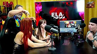 Gih spaniard puts redhead on all fours to show pink pussy on podcast