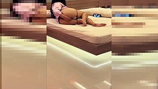 Caught mother-in-law with big ass masturbating pussy and shaking ass in room until orgasm