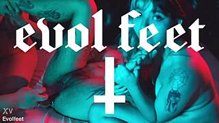 Latina Lesbians Scissor Wet Pussies and Lick Toes at Party