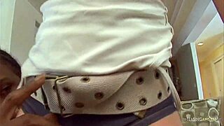 This Brunette's Ass Teases a Garter Belt Wrapped BBC