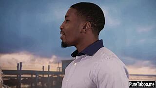 Did you see that sexy blonde teen jump on his big black dick?