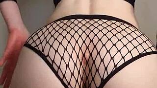 You can start eating that meaty pussy through my fishnet panties or wait for me to take them off