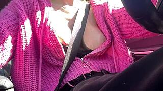 Italiana big tits milf Artemisia Love sexy car ride flashing her juicy tits