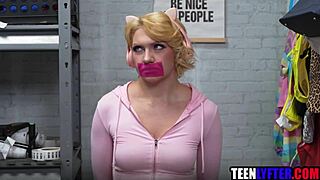 young blonde shoplifter stripped & fucked