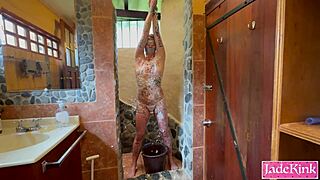 Punishing cheating slave - humiliated her with foam and body writing