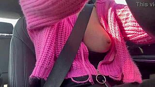Italiana big tits milf Artemisia Love sexy car ride flashing her juicy tits