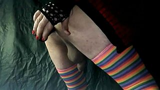 Woman pegging with strap-on fucks guy with female panties and ejaculates without touching herself