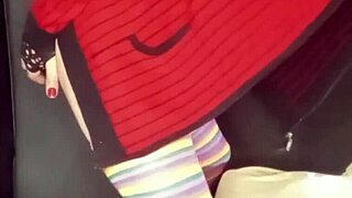 Woman pegging with strap-on fucks guy with female panties and ejaculates without touching herself