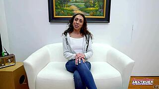 Sexy brunette mercedez sucks and rides big cock to swallow cum.