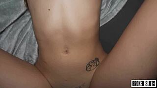 Cute stepdaughter manhandled and creampied, rough doggystyle and missionary in bedroom