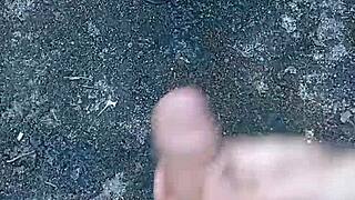 Blonde sucks big cock on the street in exhibitionist fetish.